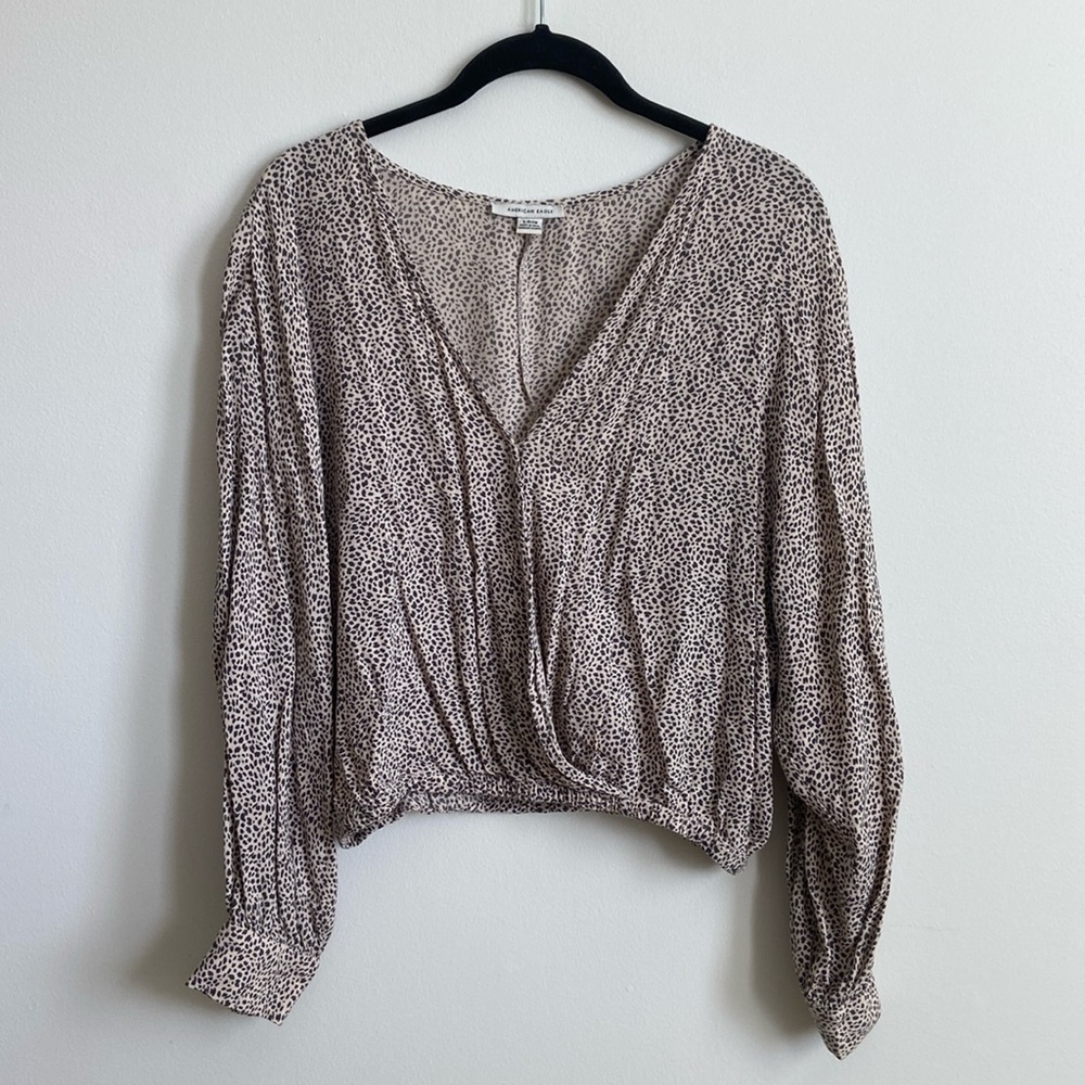 American Eagle Cropped Animal Print Top SIZE SMALL